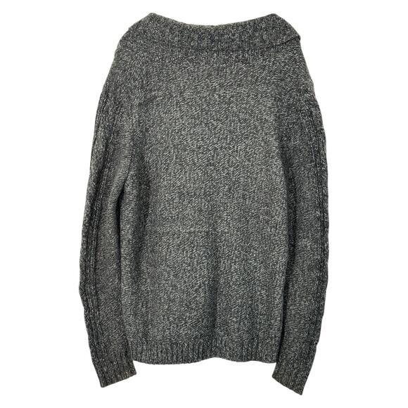 Chunky Cable Knit Fisherman Cardigan Marled Gray Women L Heritage Dark Academia - Picture 3 of 11